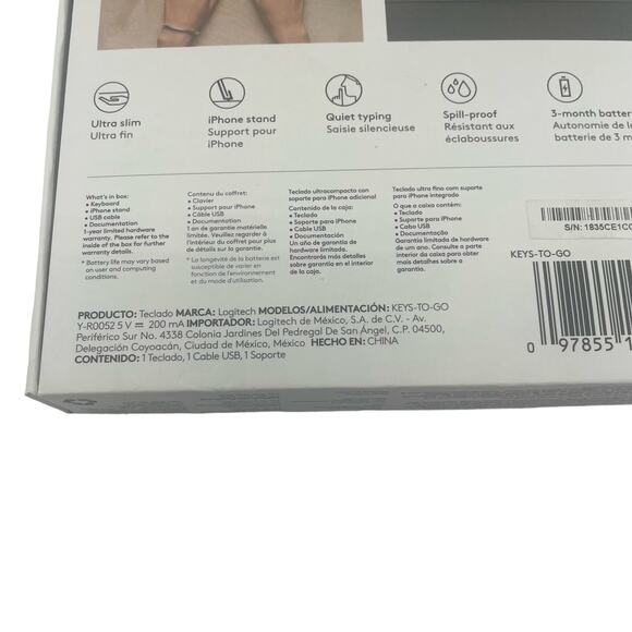 Logitech Keys To Go Keyboard Bluetooth Phone Stand Teal Portable Slim - Picture 4 of 7